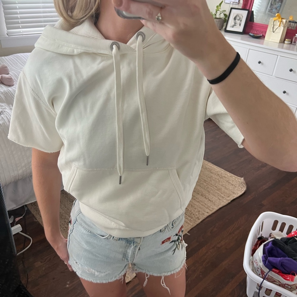 Rag & Bone / Jean, ivory short sleeve sweatshirt, cropped style, brand new, XS